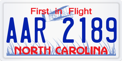 NC license plate AAR2189