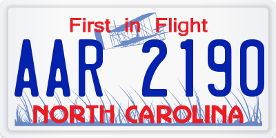NC license plate AAR2190