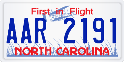 NC license plate AAR2191