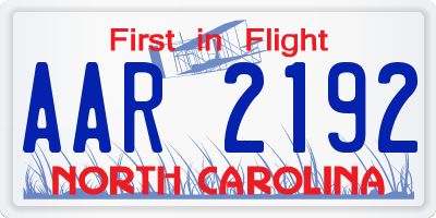 NC license plate AAR2192