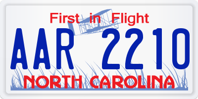 NC license plate AAR2210