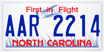 NC license plate AAR2214