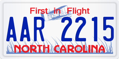 NC license plate AAR2215