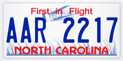 NC license plate AAR2217