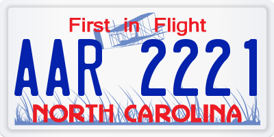 NC license plate AAR2221