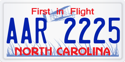 NC license plate AAR2225