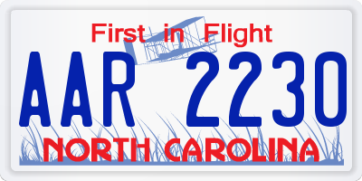 NC license plate AAR2230