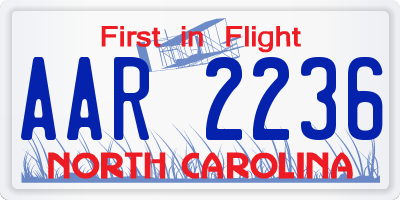 NC license plate AAR2236