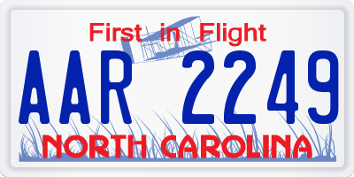 NC license plate AAR2249