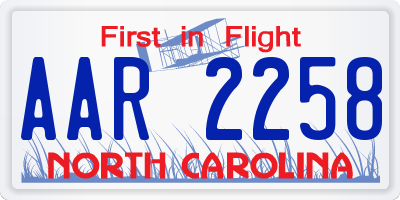 NC license plate AAR2258