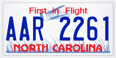 NC license plate AAR2261