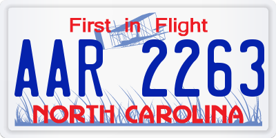 NC license plate AAR2263