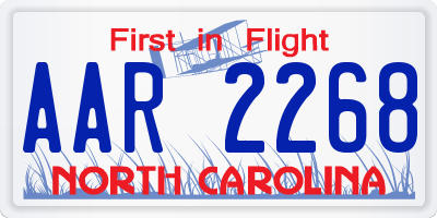 NC license plate AAR2268