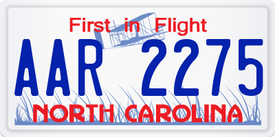 NC license plate AAR2275