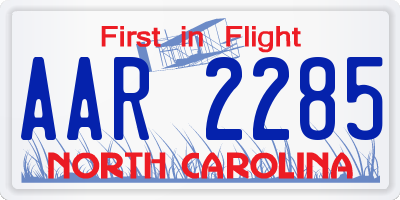 NC license plate AAR2285