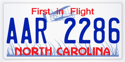 NC license plate AAR2286