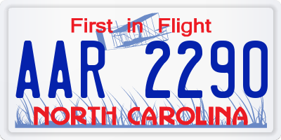 NC license plate AAR2290