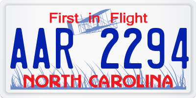 NC license plate AAR2294