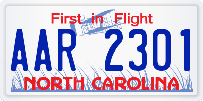 NC license plate AAR2301