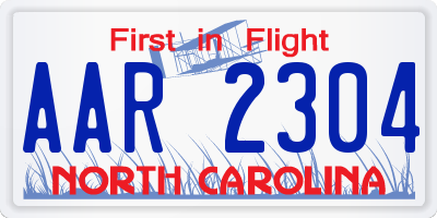 NC license plate AAR2304