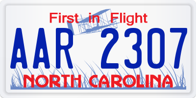 NC license plate AAR2307
