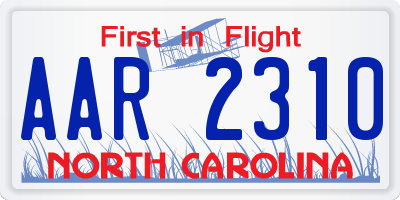 NC license plate AAR2310