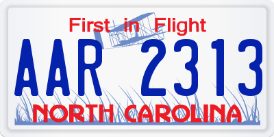 NC license plate AAR2313