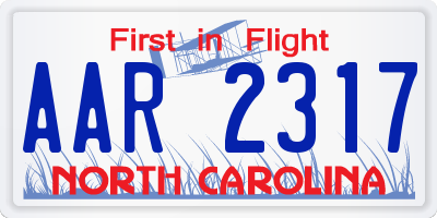NC license plate AAR2317