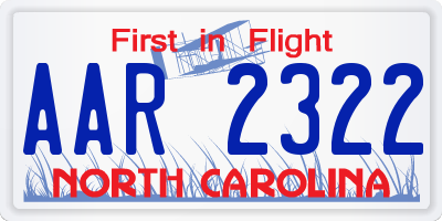 NC license plate AAR2322