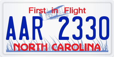 NC license plate AAR2330