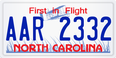 NC license plate AAR2332