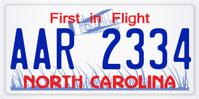 NC license plate AAR2334