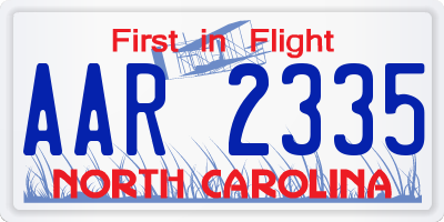 NC license plate AAR2335