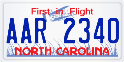 NC license plate AAR2340