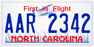 NC license plate AAR2342