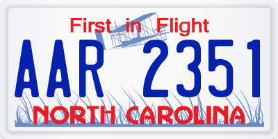 NC license plate AAR2351