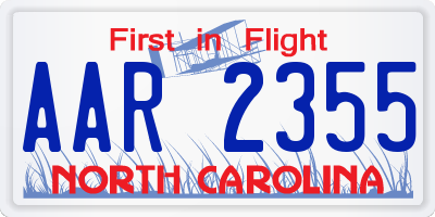 NC license plate AAR2355