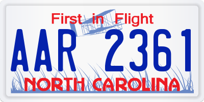 NC license plate AAR2361