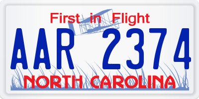 NC license plate AAR2374