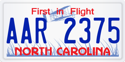 NC license plate AAR2375