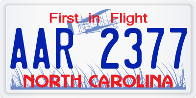NC license plate AAR2377