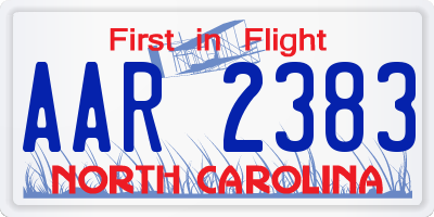 NC license plate AAR2383