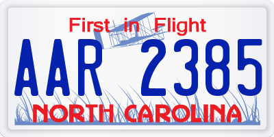 NC license plate AAR2385