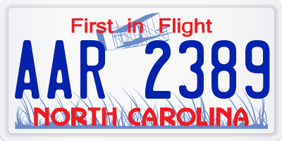 NC license plate AAR2389