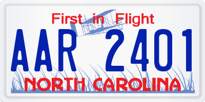 NC license plate AAR2401