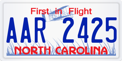 NC license plate AAR2425