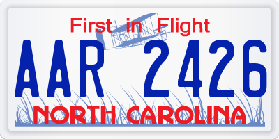 NC license plate AAR2426