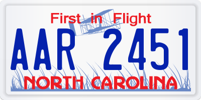 NC license plate AAR2451
