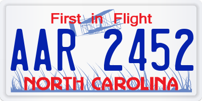 NC license plate AAR2452