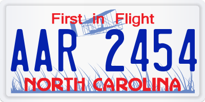 NC license plate AAR2454